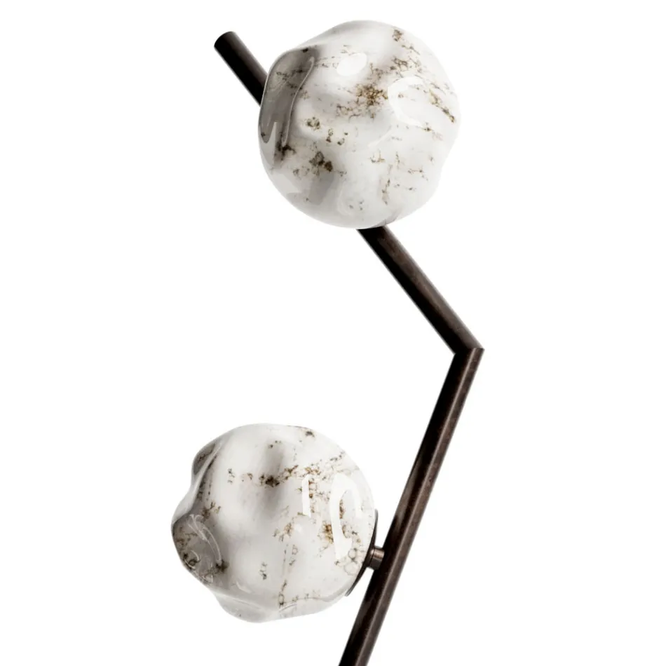 Lampa podłogowa z ciemnego mosiądzu i kamiennego szkła Made in Italy - Bottega Viadurini