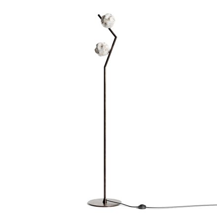 Lampa podłogowa z ciemnego mosiądzu i kamiennego szkła Made in Italy - Bottega Viadurini