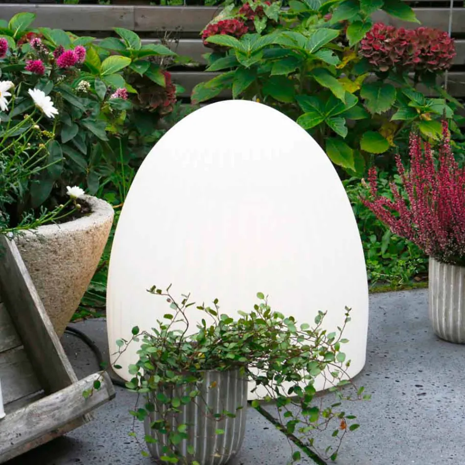 Lampa podłogowa z białego tworzywa sztucznego z diodami LED, solarnymi lub E27 - Massostar Viadurini