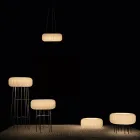 Lampa ogrodowa podłogowa z alabastru i polietylenu, wyprodukowana we Włoszech - Disco Viadurini