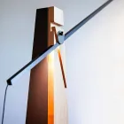 Lampa podłogowa z litego dębu i stali Made in Italy, Precious - Calisto Viadurini