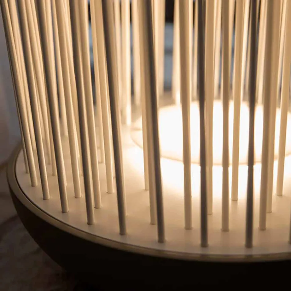 Lampa podłogowa LED z szarego technopolimeru i białych prętów pcv - dotyk Viadurini