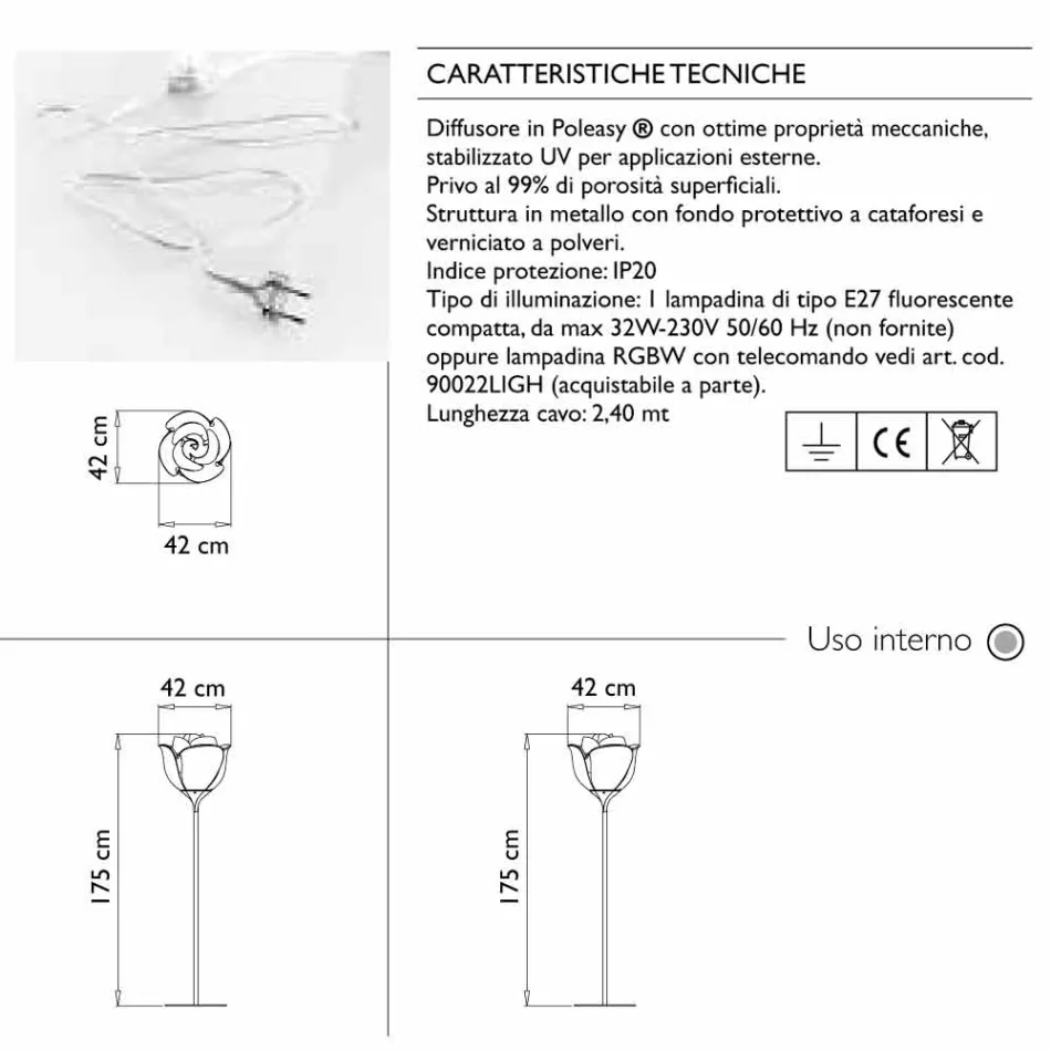 Plastikowa zewnętrzna lampa podłogowa Flower Design - Baby Love od Myyour Viadurini