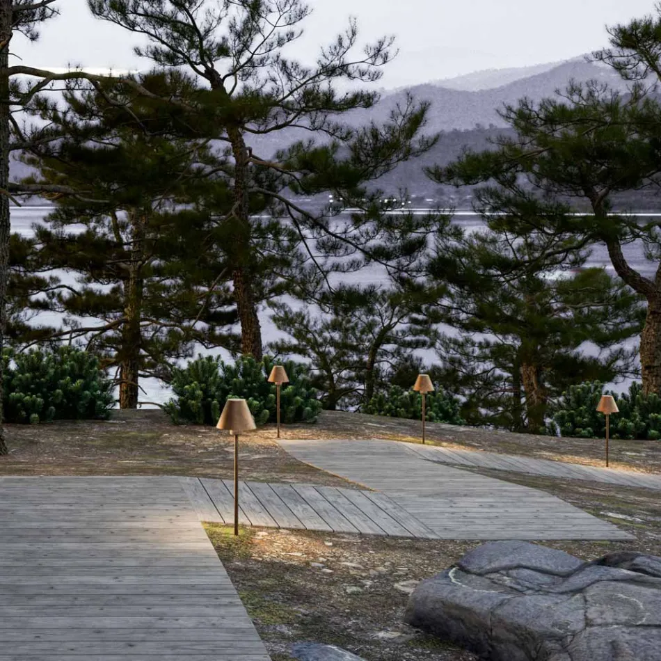 Zewnętrzna lampa podłogowa z mosiądzu i miedzi Made in Italy - Sword Viadurini