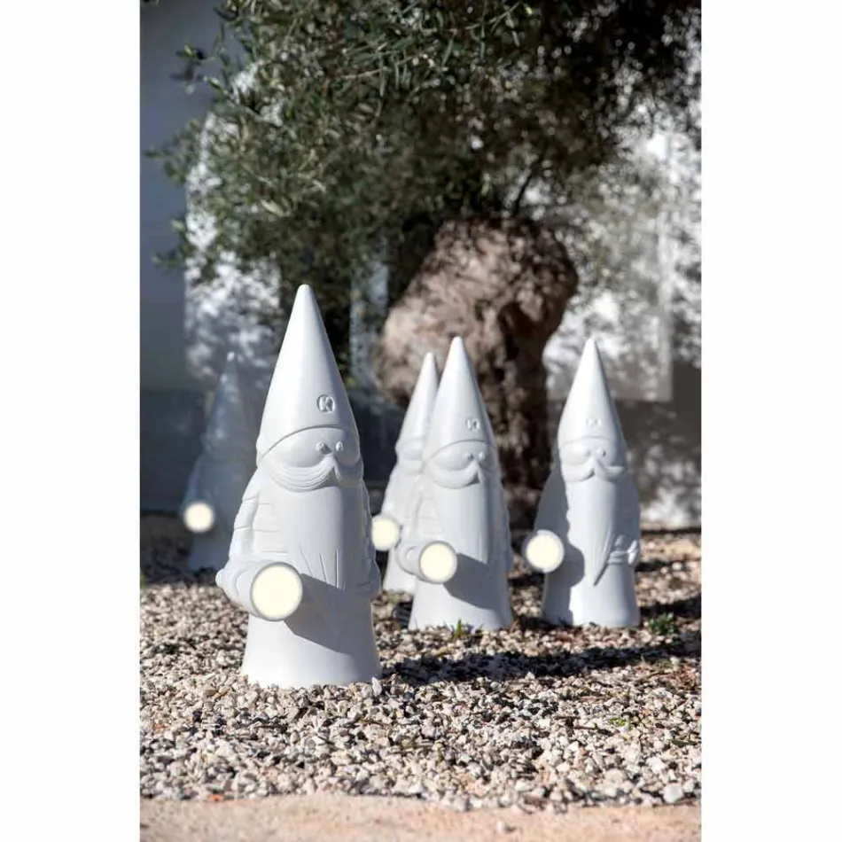 Zewnętrzna lampa podłogowa LED w nowoczesnym stylu z białego technopolimeru - Nano Viadurini