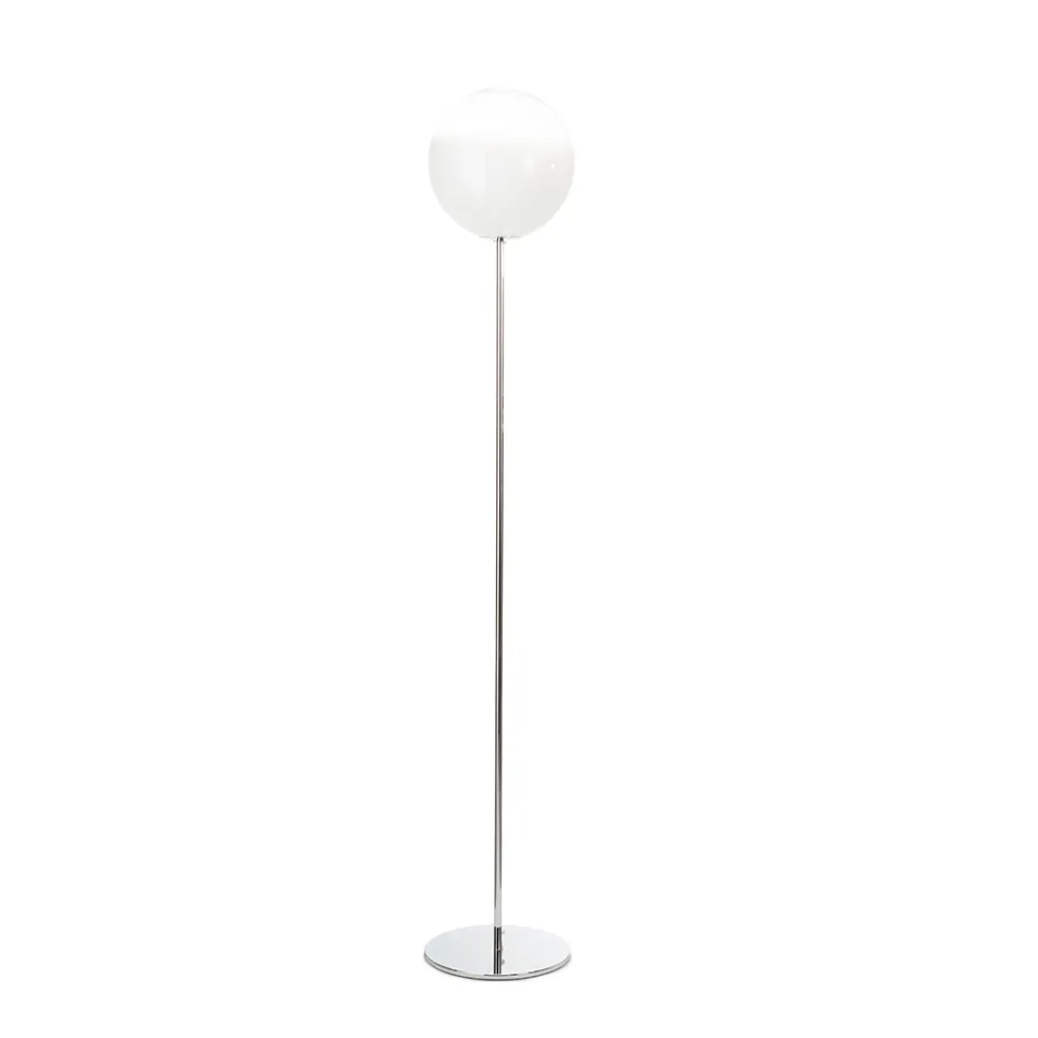 Lampa podłogowa Isotta z białego szkła w obudowie wyprodukowana we Włoszech Viadurini