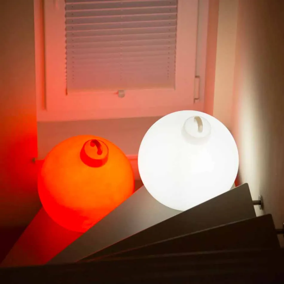 Lampa dekoracyjna do wnętrz lub na zewnątrz Czerwony, biały Bombka - Pallastar Viadurini