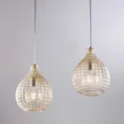 Lampa Atlas Glass Metal Design z kryształowymi wisiorami Viadurini
