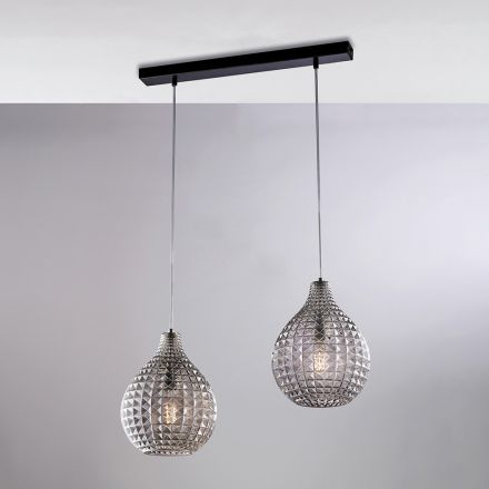 Lampa Atlas Glass Metal Design z kryształowymi wisiorami Viadurini