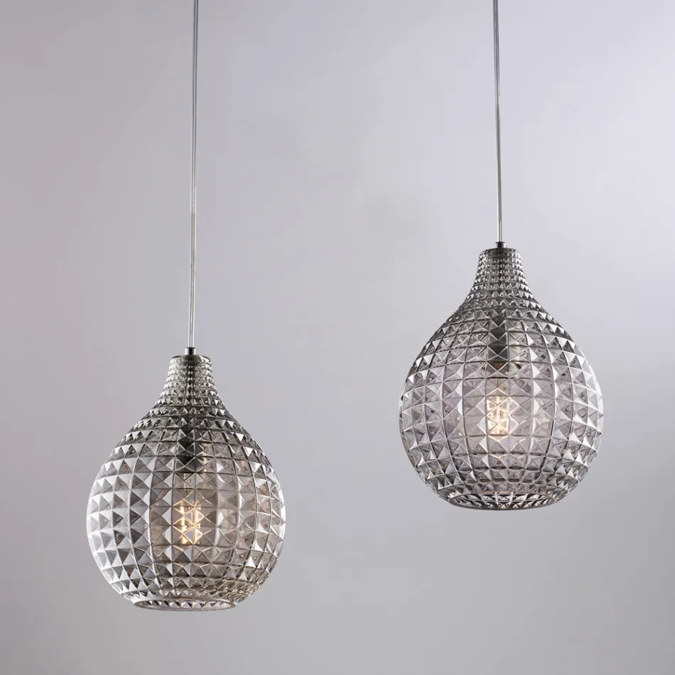 Lampa Atlas Glass Metal Design z kryształowymi wisiorami Viadurini