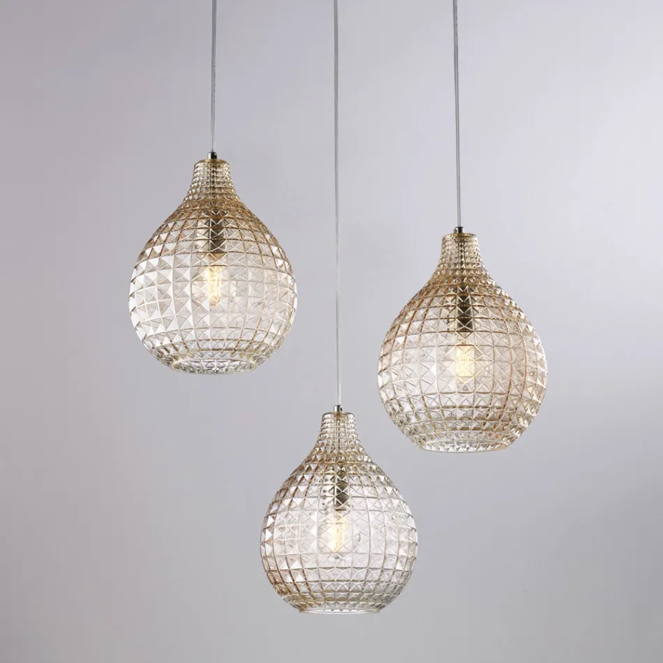 Designerska lampa ze szkła i metalu wyprodukowana we Włoszech dla stylowego wystroju - Atlas Viadurini