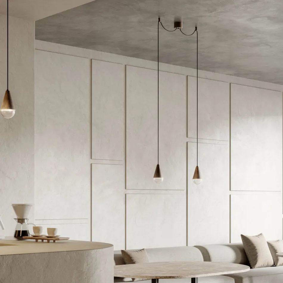 Podwójna lampa wisząca z żelaza i szkła Made in Italy - Cloudy Viadurini