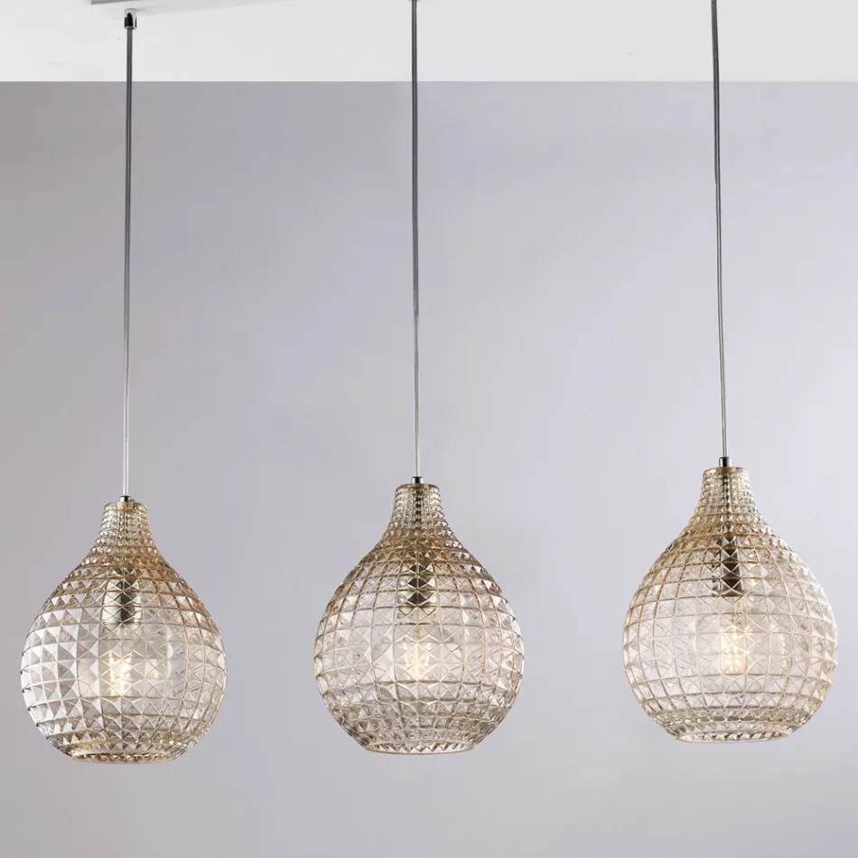 Elegancka lampa ze szkła i metalu wyprodukowana we Włoszech do wyrafinowanych wnętrz - Atlas Viadurini