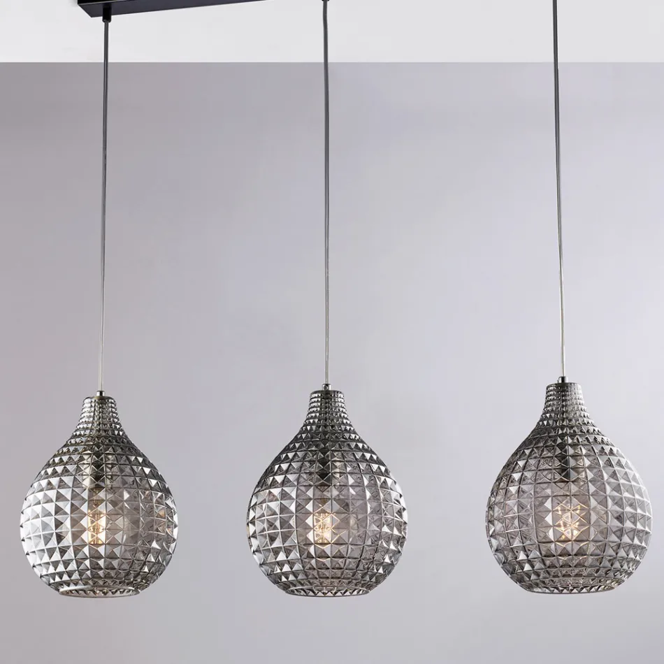 Elegancka lampa ze szkła i metalu wyprodukowana we Włoszech do wyrafinowanych wnętrz - Atlas Viadurini