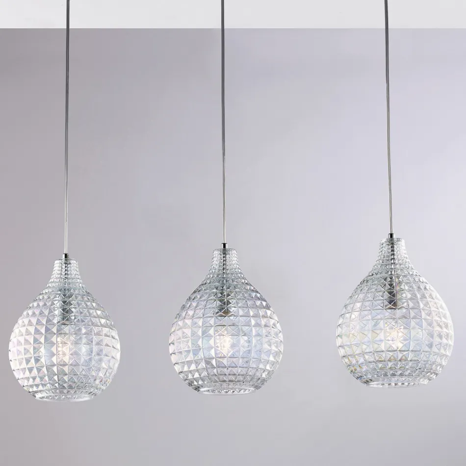 Elegancka lampa ze szkła i metalu wyprodukowana we Włoszech do wyrafinowanych wnętrz - Atlas Viadurini