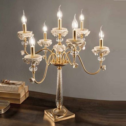 Flambeaux 7 Lampek Klasyczna Lampa z Porcelany i Dmuchanego Szkła - Eteria Viadurini