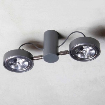 Aluminiowa lampa z 2 regulowanymi światłami, ręcznie wykonana we Włoszech - Gemina