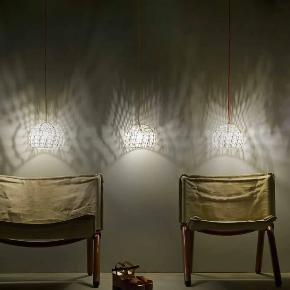 Lampa z bawełny i wiskozy zawieszona In-es.artdesign Nowoczesna tekstura Viadurini