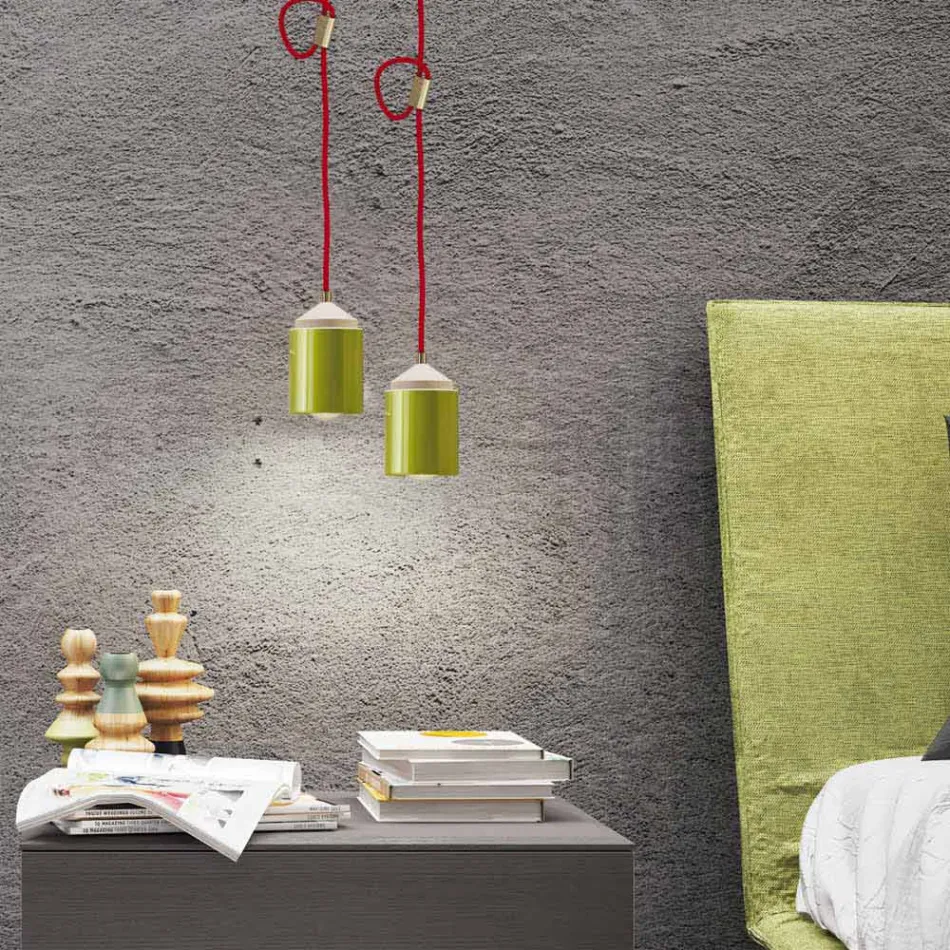 Lampa z drewna bukowego i ceramicznego zawieszenia wykonana we Włoszech w Azji Viadurini