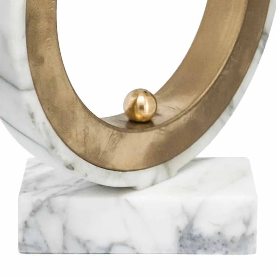 Lampa z białego marmuru Carrara i mosiądzu Made in Italy 2 Wymiary - Nazife Viadurini