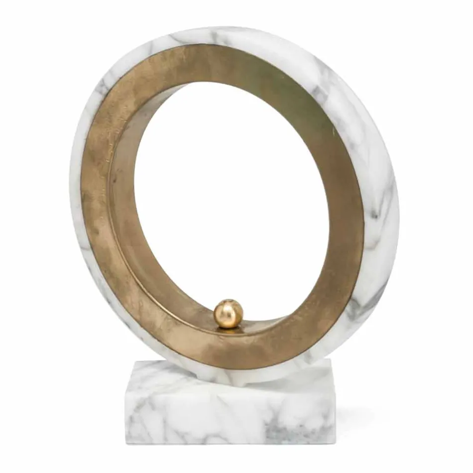 Lampa z białego marmuru Carrara i mosiądzu Made in Italy 2 Wymiary - Nazife Viadurini