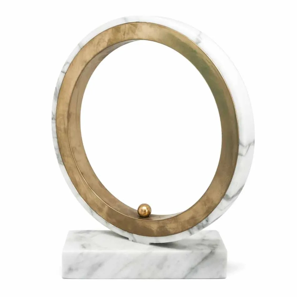 Lampa z białego marmuru Carrara i mosiądzu Made in Italy 2 Wymiary - Nazife Viadurini