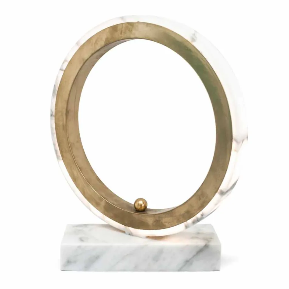 Lampa z białego marmuru Carrara i mosiądzu Made in Italy 2 Wymiary - Nazife Viadurini