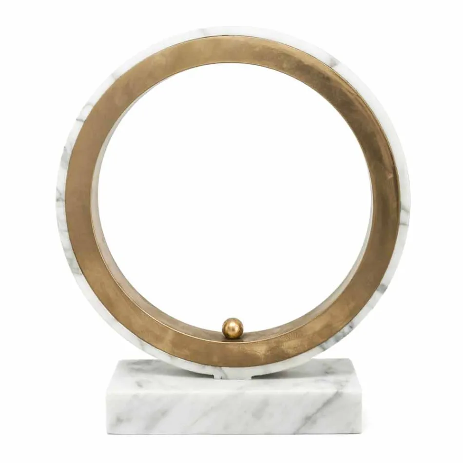 Lampa z białego marmuru Carrara i mosiądzu Made in Italy 2 Wymiary - Nazife Viadurini