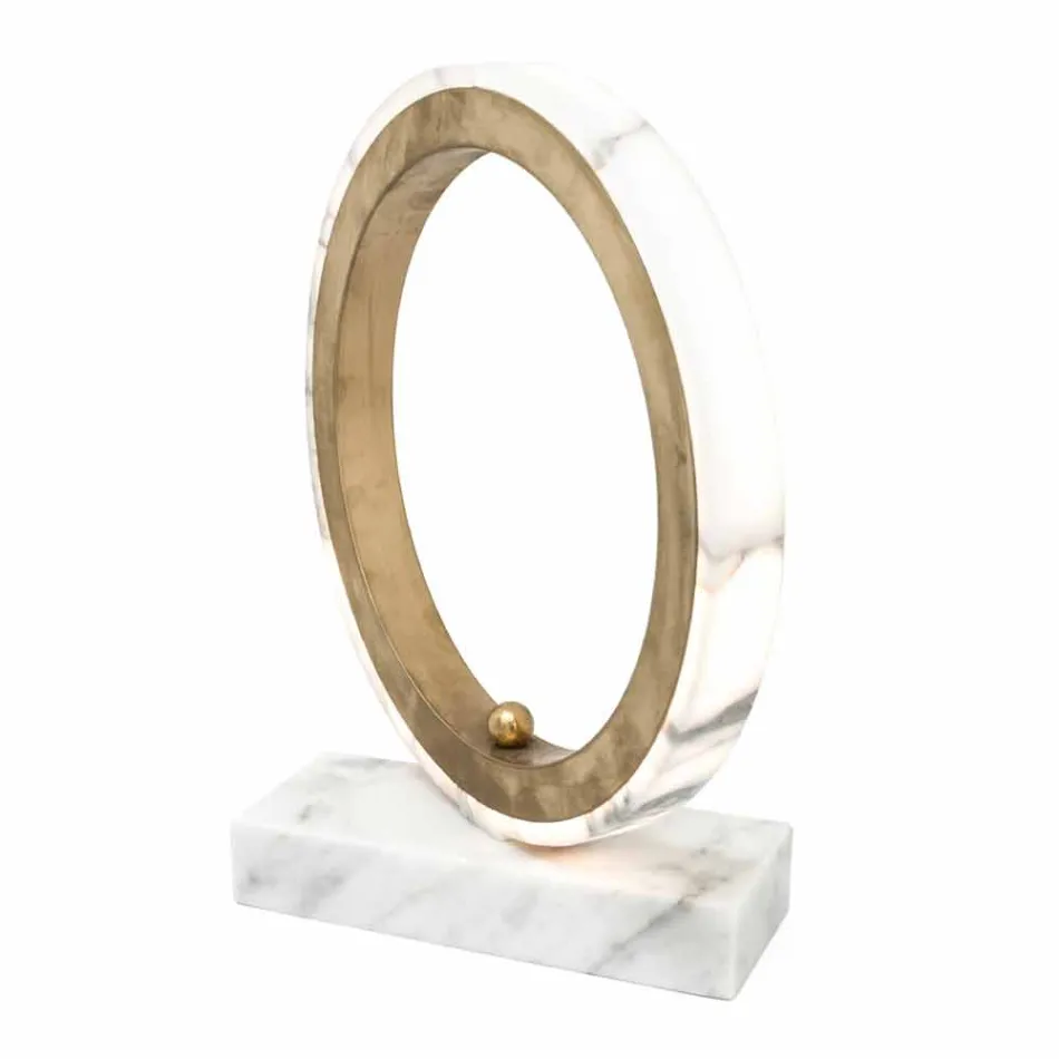 Lampa z białego marmuru Carrara i mosiądzu Made in Italy 2 Wymiary - Nazife Viadurini