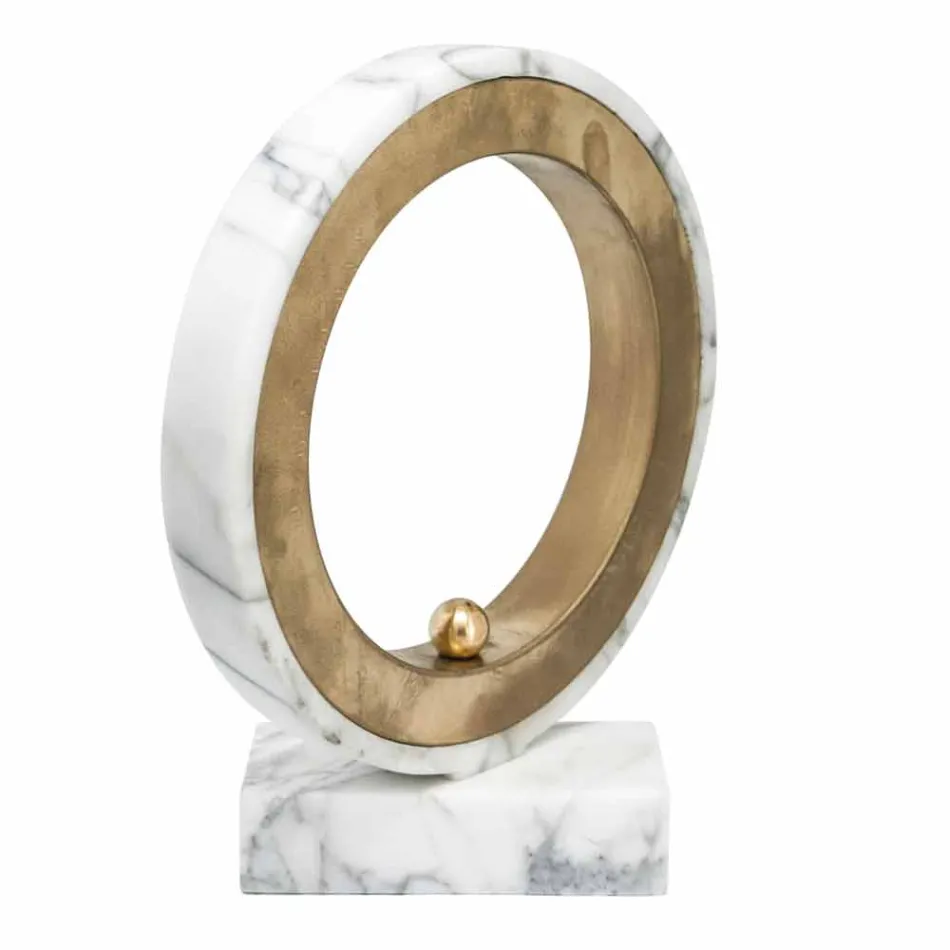 Lampa z białego marmuru Carrara i mosiądzu Made in Italy 2 Wymiary - Nazife Viadurini