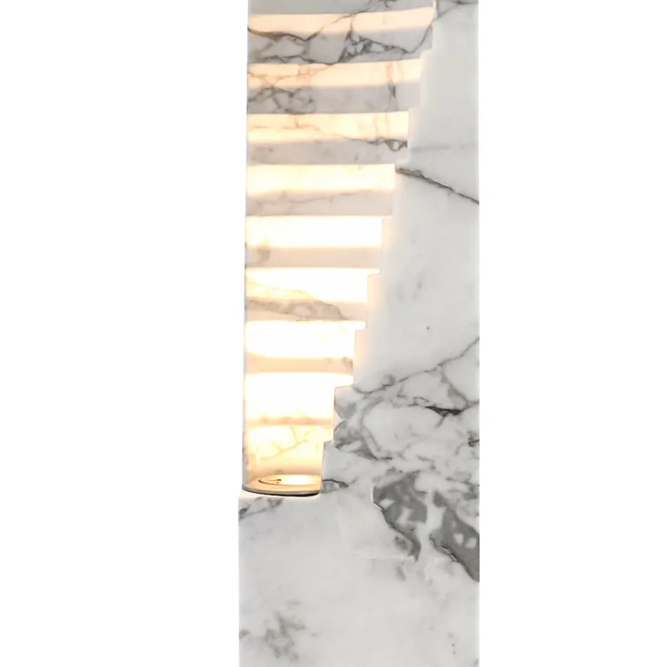 Lampa z marmuru Paonazzo i różnych rozmiarów Made in Italy - Daichi Viadurini