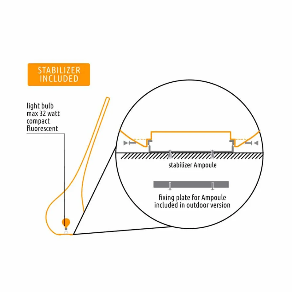 Zaprojektuj plastikową lampę ze świecącym wazonem na kwiaty - Ampułka firmy Myyour Viadurini