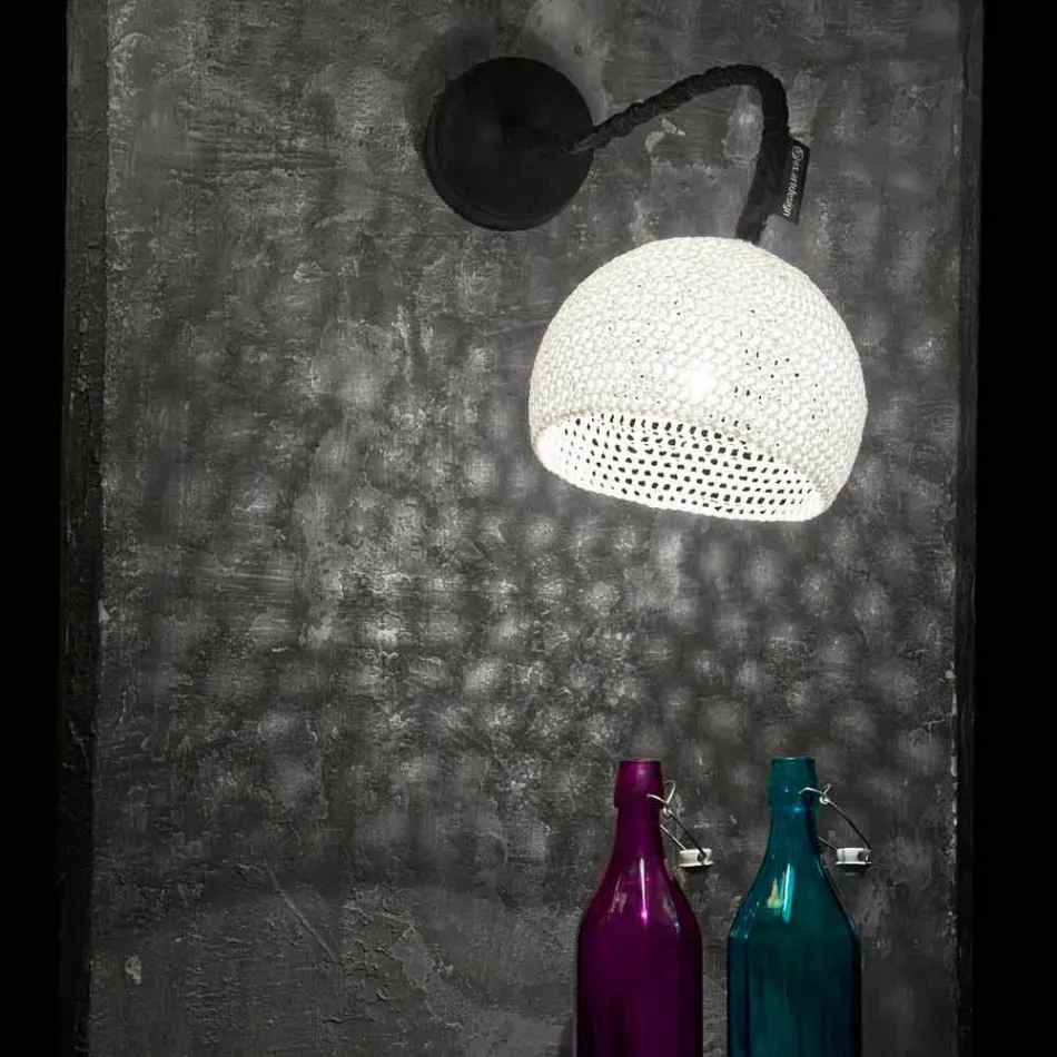 Lampa ścienna z żywicy i bawełny In-es.artdesign Nowoczesna struktura A1 Viadurini