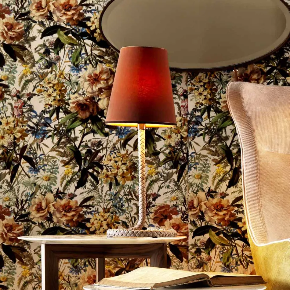 Lampa stolowa ze skory i materialu Grilli Snake wykonana we Wloszech Viadurini