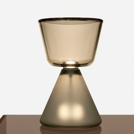 Lampa stołowa LED z dmuchanego szkła Murano, wyprodukowana we Włoszech - Isola Viadurini