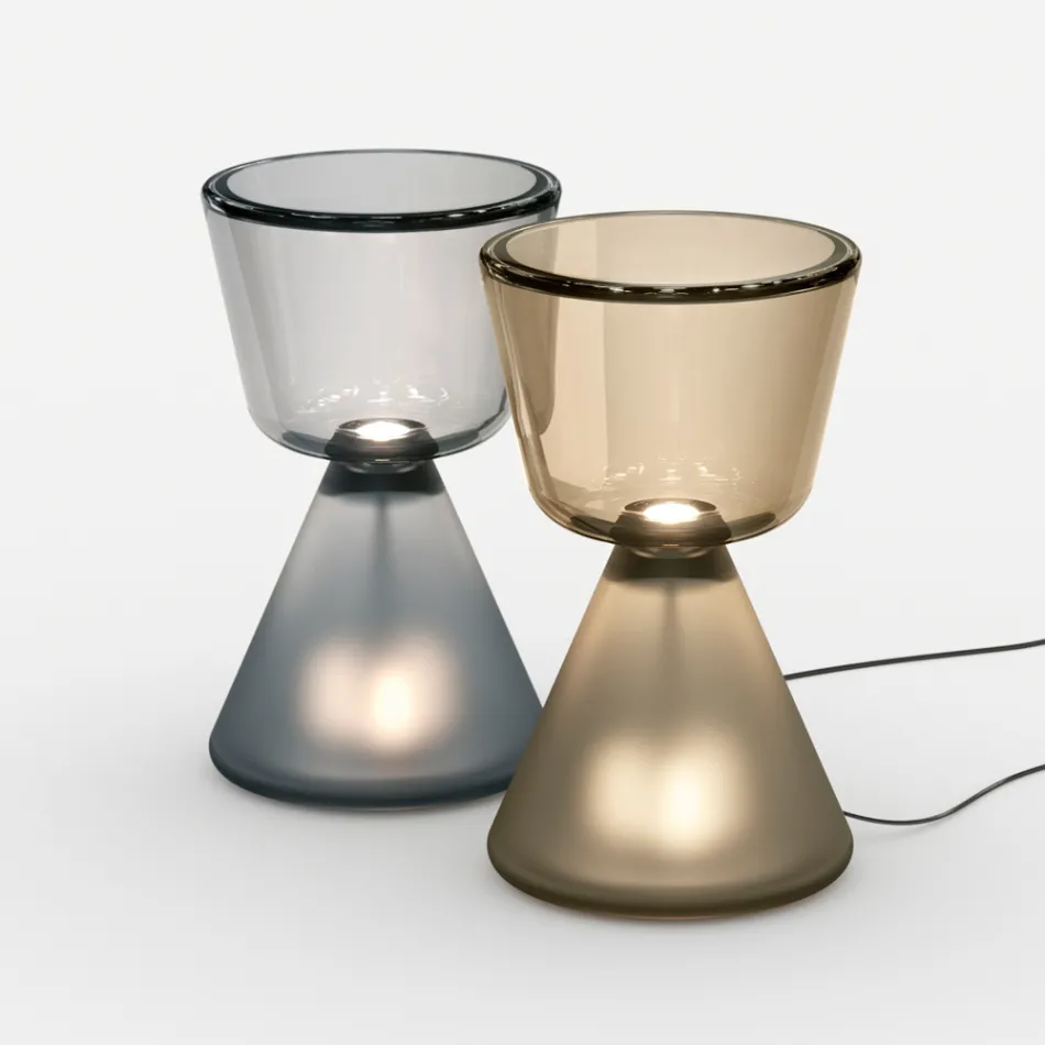 Lampa stołowa LED z dmuchanego szkła Murano, wyprodukowana we Włoszech - Isola Viadurini
