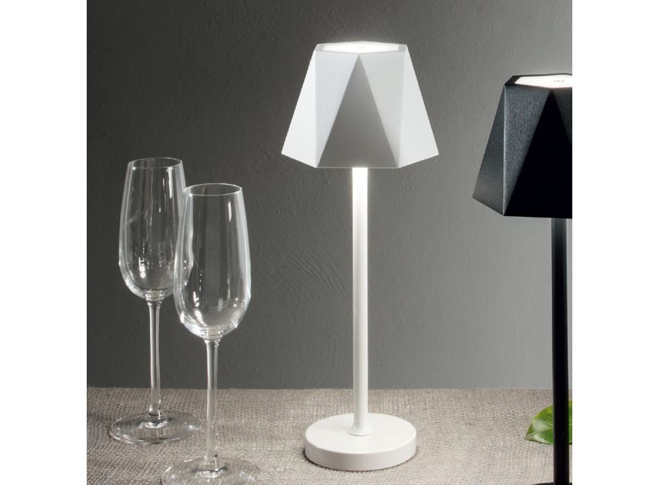 Ledowa zewnętrzna lampa stołowa Touch w metalu i ładowaniu przez USB - Villard Viadurini
