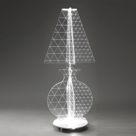 Nowoczesna znakowana laserowo lampa podłogowa z pleksi 3 rozmiary - Raissa Viadurini