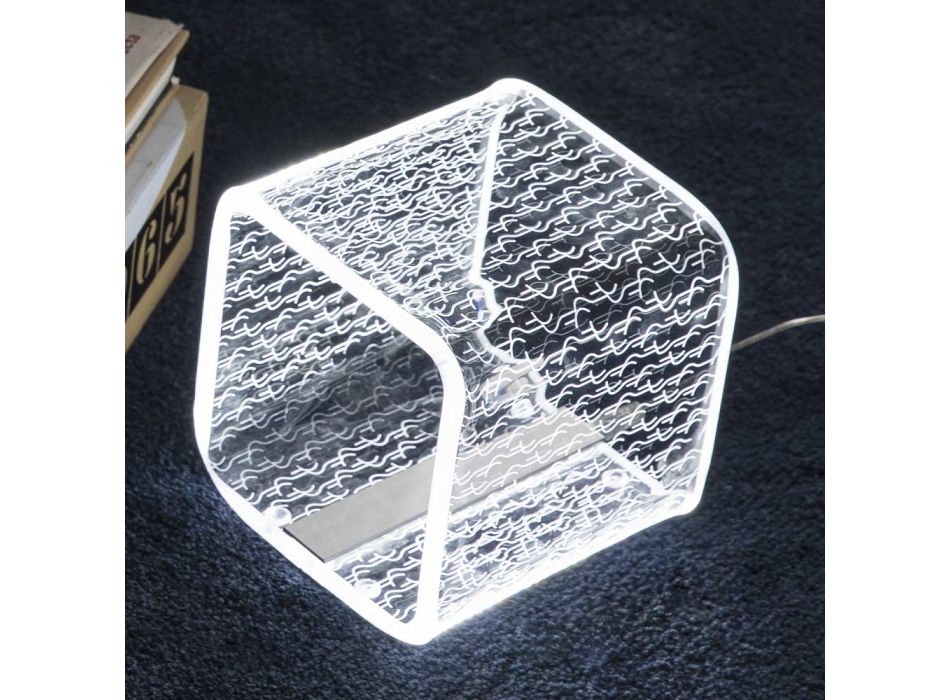 Lampa Led w przezroczystym akrylowym, kryształowym dekorze laserowym - Robiola Viadurini