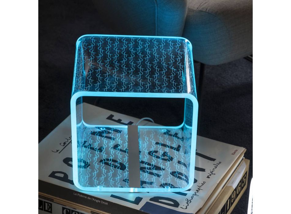 Lampa Led RGB w przezroczystym akrylowym kryształowym dekorze laserowym - Robiola Viadurini
