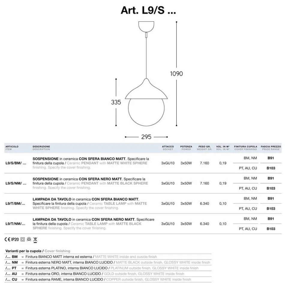 Nowoczesne lampy wiszące ceramicznych Lustri 9 Viadurini