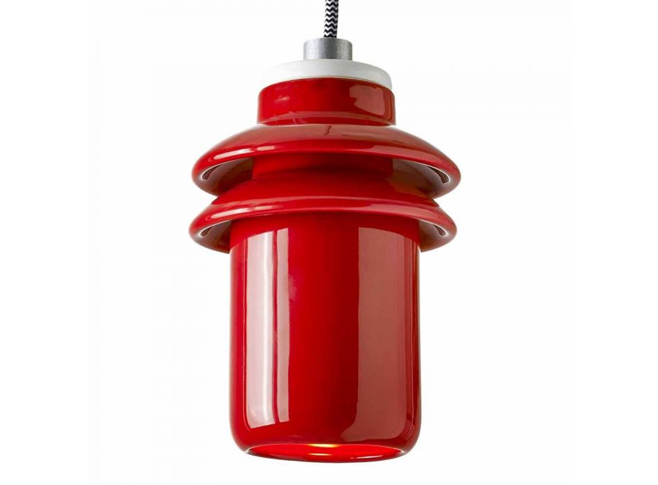 Nowoczesna lampa wisząca w kolorze czerwonym ceramicznym wykonana we Włoszech w Azji Viadurini