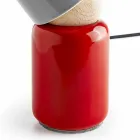 Nowoczesna lampa stołowa z drewna ceramicznego i bukowego wykonana we Włoszech w Azji Viadurini