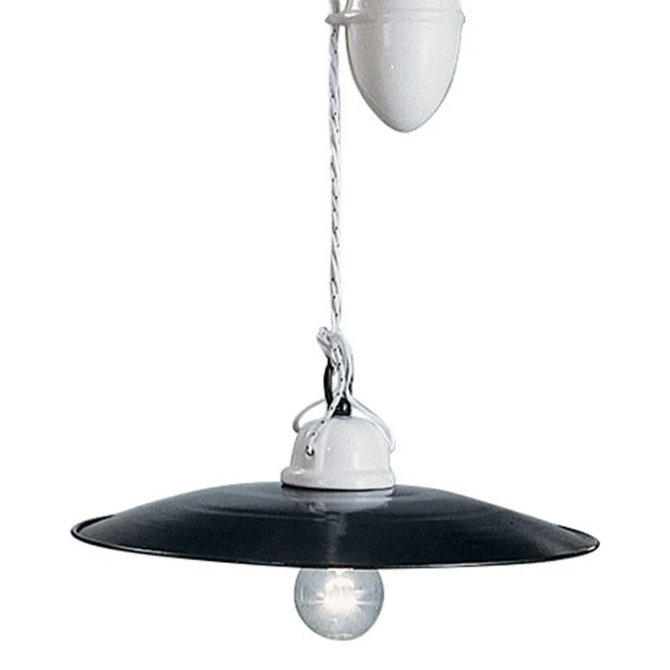 Lampa wisząca wzloty i upadki z białej ceramiki i czarnego metalu - moc Viadurini