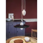 Lampa wisząca wzloty i upadki z białej ceramiki i czarnego metalu - moc Viadurini