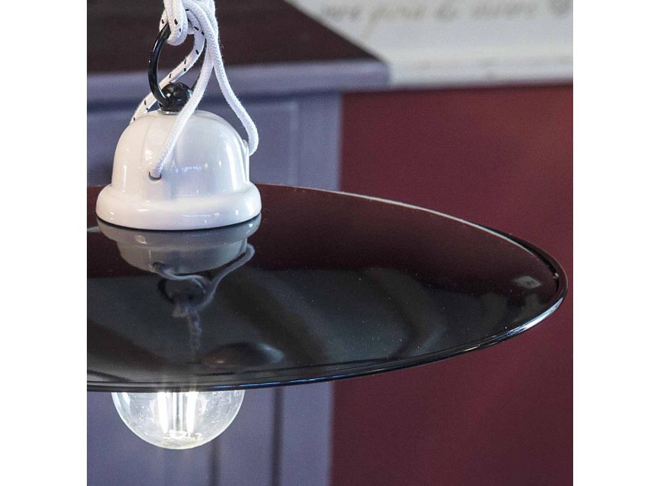 Lampa wisząca wzloty i upadki z białej ceramiki i czarnego metalu - moc Viadurini
