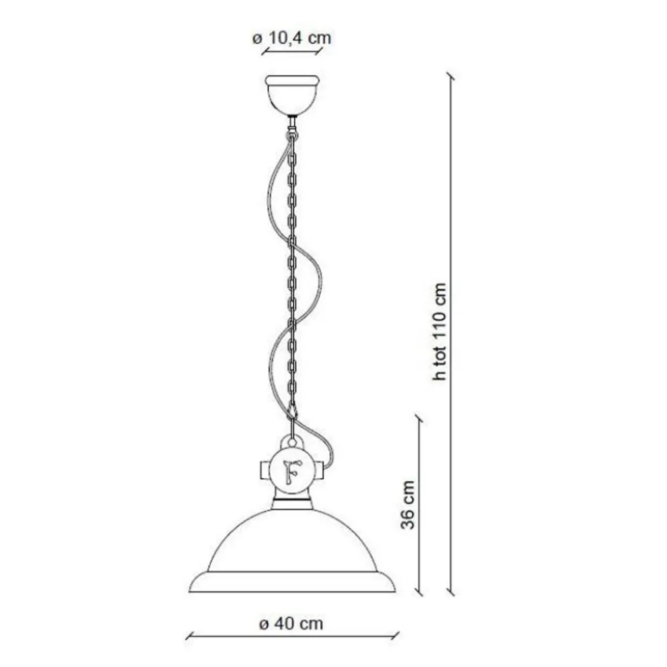 Ceramiczna i żelazna rzemieślnicza i przemysłowa lampa wisząca - przemysłowa Viadurini