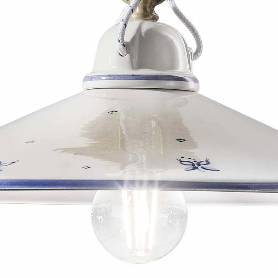 Lampa wisząca z ręcznie malowanej ceramiki i żelaza w 3 rozmiarach - Asti Viadurini