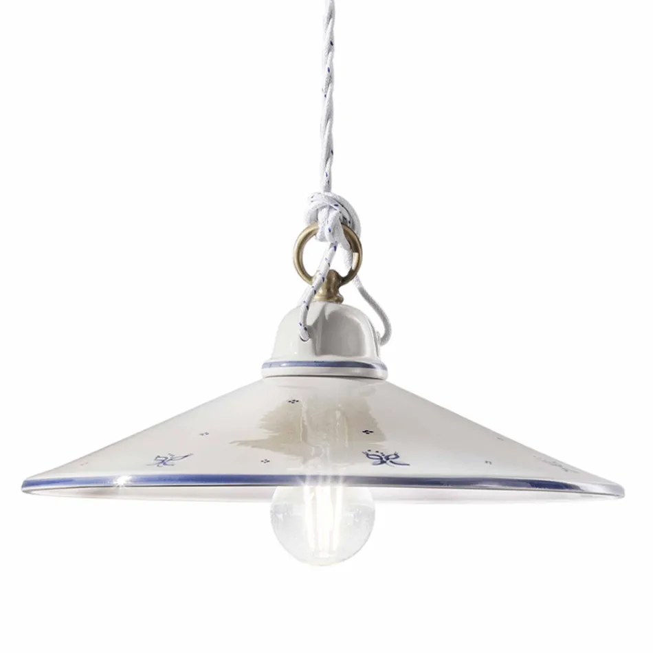 Lampa wisząca z ręcznie malowanej ceramiki i żelaza w 3 rozmiarach - Asti Viadurini