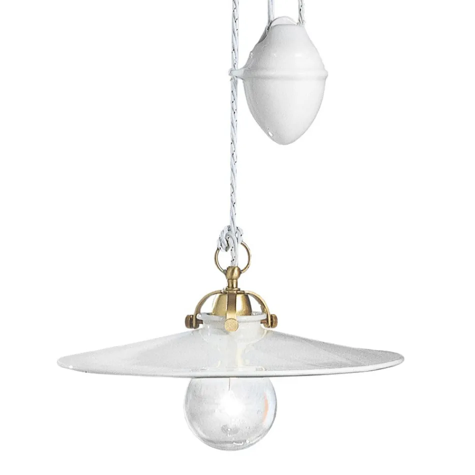 Lampa wisząca Ups and Down z żelaza i błyszczącej ceramiki 2 rozmiary - Asti Viadurini